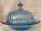Aunt Polly Blue Butter & Lid U S Glass Company
