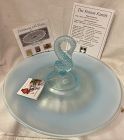 Dolphin Blue Stretch Center Handled Server in box Fenton