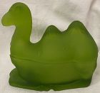 Humphrey Camel Green Frosted Powder Jar 6.25" x 5.75" Westmoreland