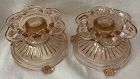 Old Colony Pink Pair Candlesticks Hocking Glass Company