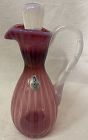 Cranberry Opalescent Cruet 7.25" Signed WFG Fenton Art Glass