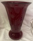 Chrysanthemum Red Vase #184 Fenton Art Glass