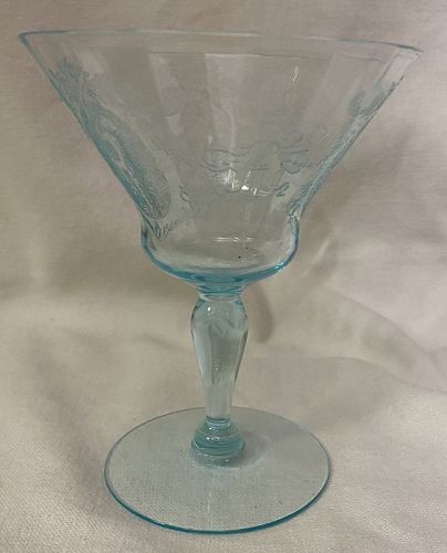 Sunrise Medallion Blue Low Sherbet 5" 6 oz Morgantown Glass