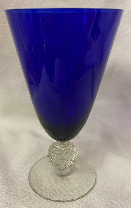 Golfball Ritz Blue Water Tumbler 6 1/8" Morgantown Glass