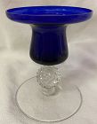 Golfball Ritz Blue Candlestick 4" Morgantown Glass