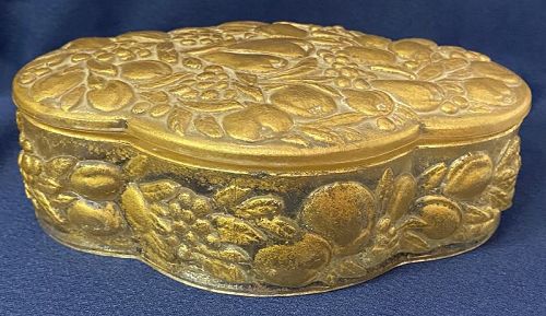 Five Fruits Crystal Gold Encased 1 Pound Box 7.25" x 5" Consolidated