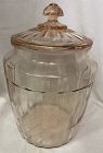 Pillar Optic Pink Pretzel Jar 10" Hocking Glass Company