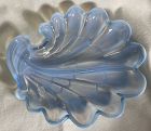 Sanibel Blue Opalescent Relish 2 Part 8.5" Duncan Miller Glass