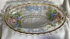 Lariat Crystal Floral Paint Oval Bowl 13" Heisey Glass
