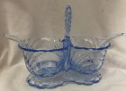 Caprice Moonlight Blue Salad Dressing & 2 Ladles Cambridge Glass