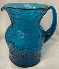 Crinkle Blue Ochner Pitcher 8" Morgantown Glass