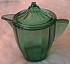Akro Agate Interior Panel Green Teapot and Lid