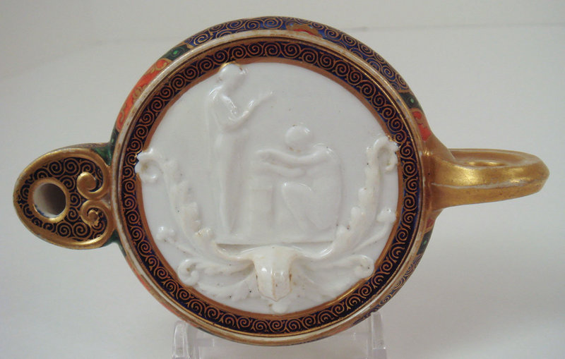 Antique Copeland Imari Style Porcelain  Oil Lamp