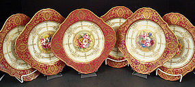 6 Antique Royal Worcester Luncheon Plates