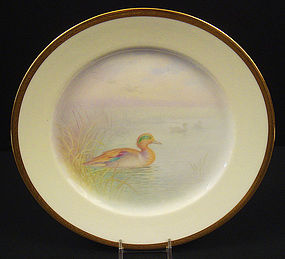 Fabulous Antique Lenox Cabinet Plate, “Teal Duck”