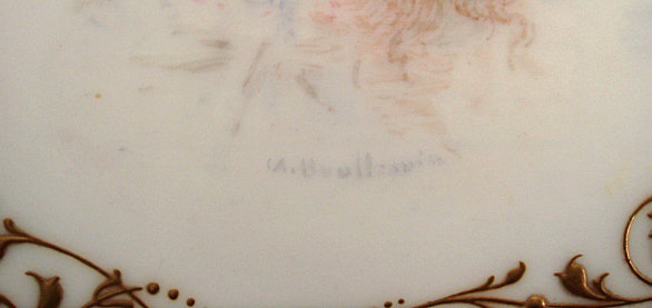 Antique Cauldon Portrait Plate, Signed Boullemiere