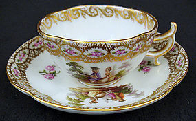 Dainty Antique Berlin Demitasse Cup & Saucer