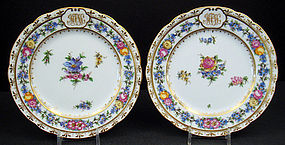 12 Antique Lamm Dresden Floral Plates