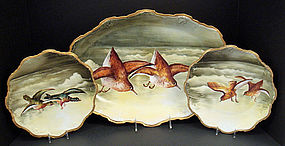 10 Piece Hand Painted Limoges Game Bird Set