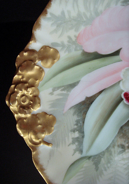 Lovely Antique Limoges Orchid Serving Dish