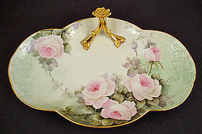 Charming Antique Limoges Bonbon Dish with Roses