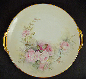 Antique Limoges Serving Platter with Pink Roses