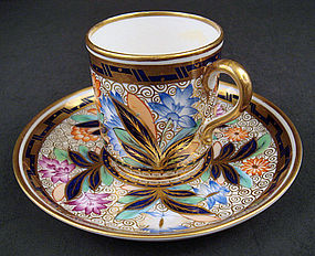 Antique Copeland Imari Style Coffee Cup & Saucer