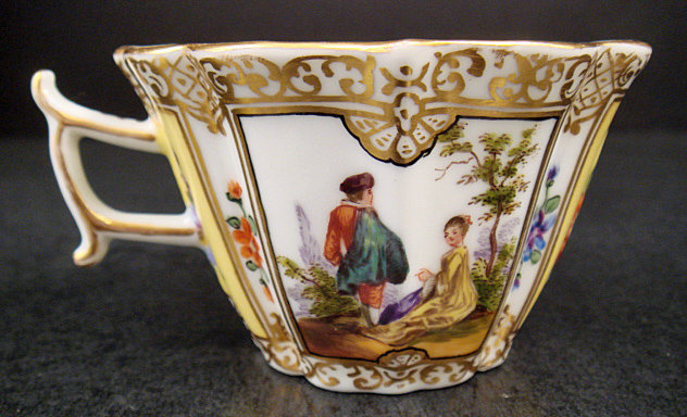 Antique Wolfsohn Dresden Demitasse Cup &amp; Saucer