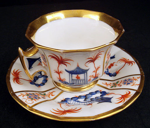 Antique Paris Porcelain Chinoiserie Tea Cup &amp; Saucer