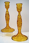 Pair of Antique European Cut Crystal Candlesticks