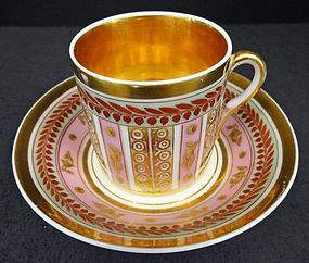 Fine Antique Paris Porcelain Tea Cup & Saucer