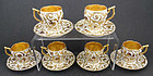 Antique Set of 6 Sevres Style Demitasse Cups & Saucers