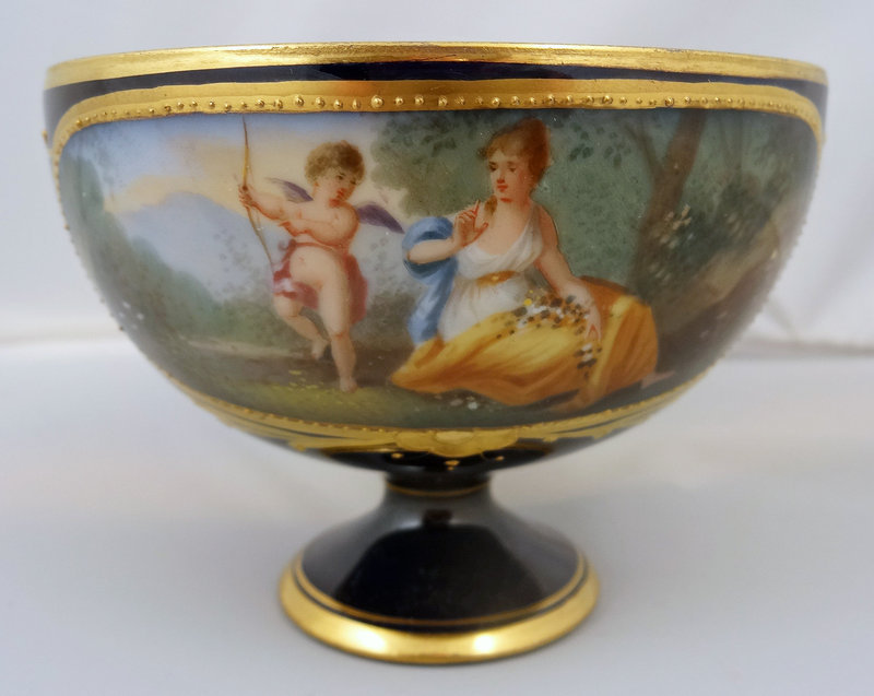 Antique Royal Vienna Cobalt Scenic Tea Cup &amp; Saucer