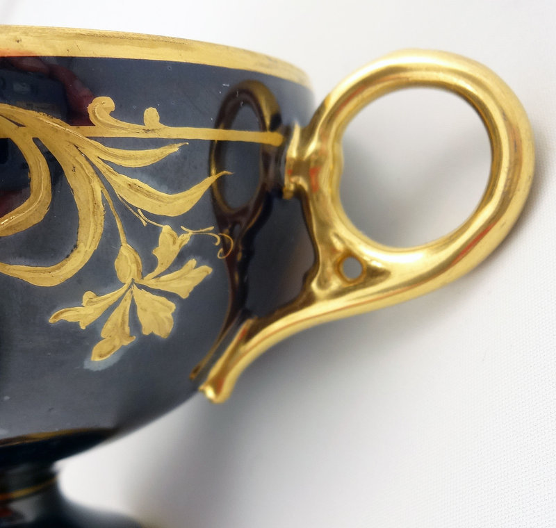 Antique Royal Vienna Cobalt Scenic Tea Cup &amp; Saucer