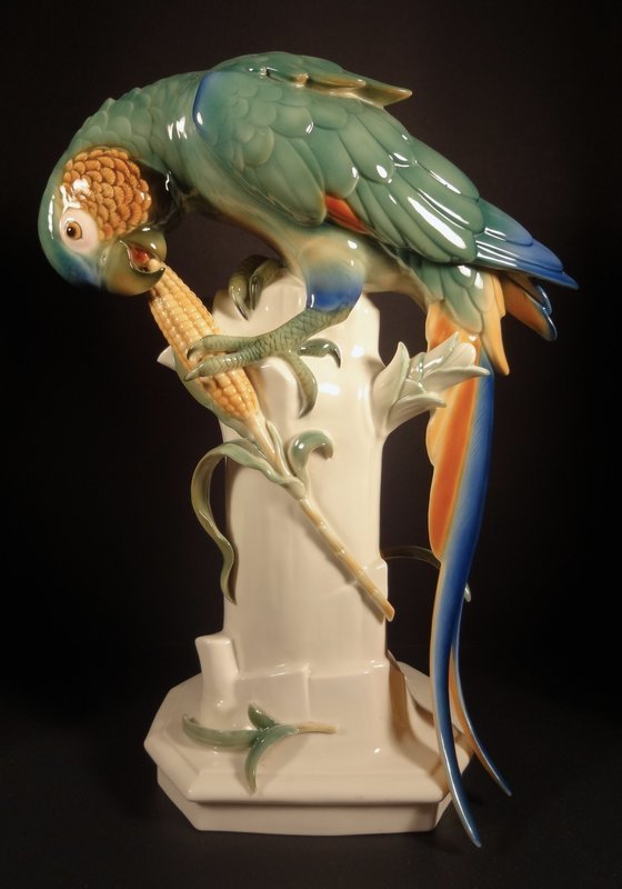 Art Deco Schwarzburg Macaw Bird Porcelain Figurine
