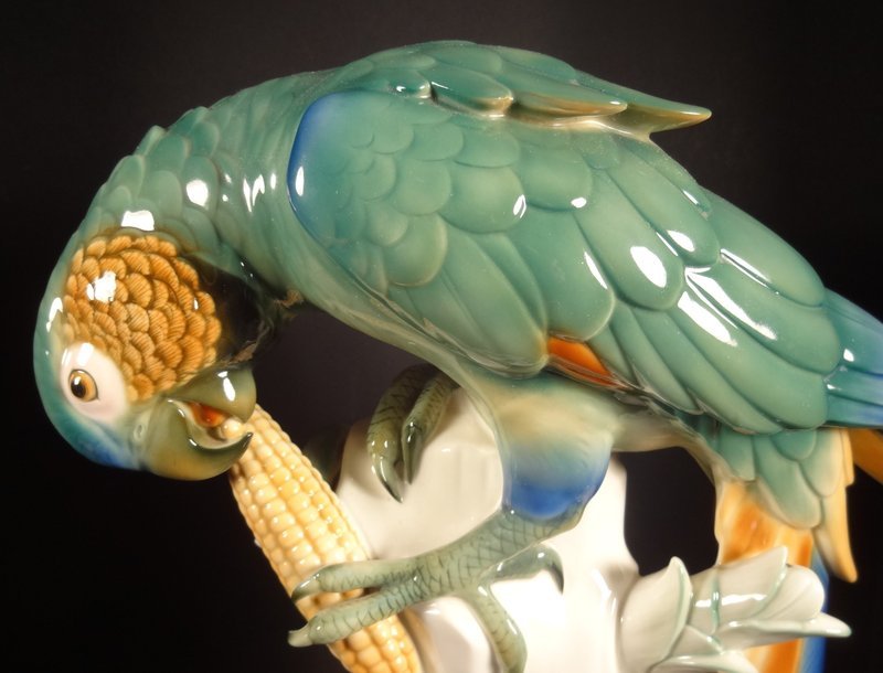 Art Deco Schwarzburg Macaw Bird Porcelain Figurine