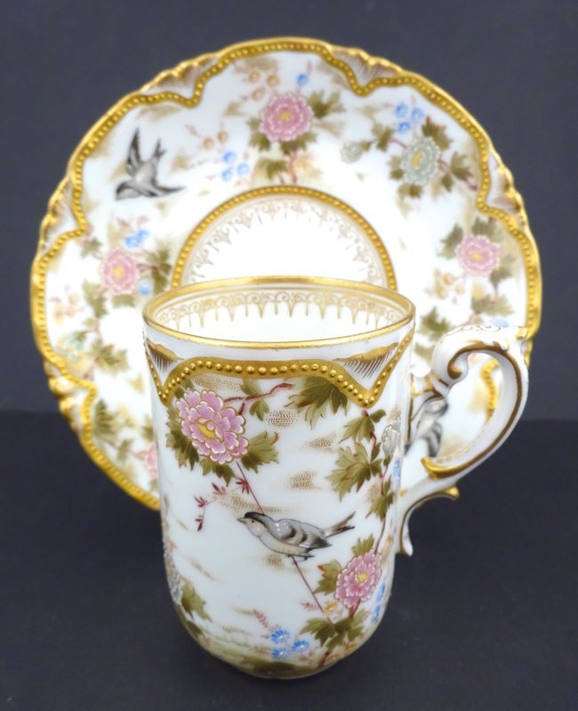 Antique Austrian Japanese-Style Chocolate Cup &amp; Saucer