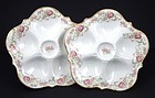 Pair of Antique Elite Limoges Oyster Plates with Roses