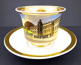 Antique KPM Royal Berlin Topographical Cup & Saucer