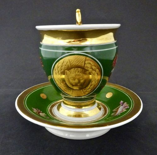 Antique Paris Porcelain Neo-Classical Cup & Saucer