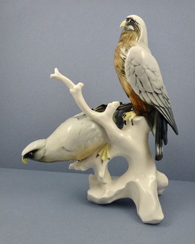 Karl Ens Volkstedt Porcelain Falcon Pair