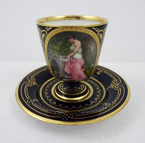 Antique Vienna Style Austrian Demitasse Cup & Saucer