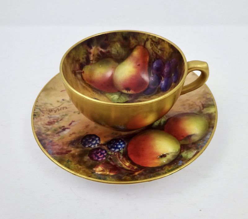 Worcester Hand Decorated Bone China Demitasse Cup\\Saucer ...
