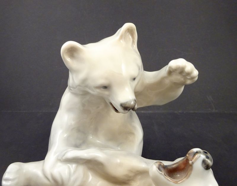 Vintage Royal Copenhagen Porcelain Polar Bear Cubs