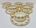 6 Willets American Belleek Soup Cups & Saucers