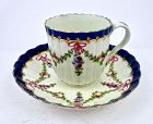 Worcester Dr. Wall Coffee Cup & Saucer, Ribbons, Garlands