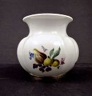Vintage Meissen Fruit Painted Vase with Sterling Trim