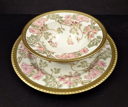 10 Art Nouveau Pouyat Limoges Dessert Bowls & Plates