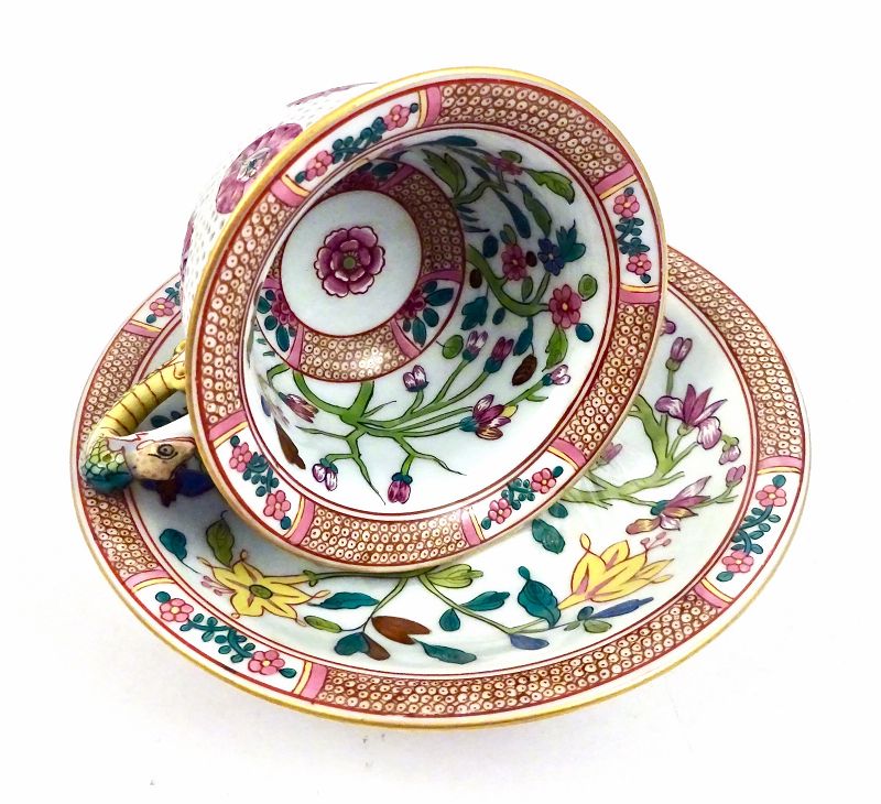 Remarkable Antique Herend Double Walled Cup & Saucer (item Remarkable Antique Herend Double Walled Cup & Saucer (item