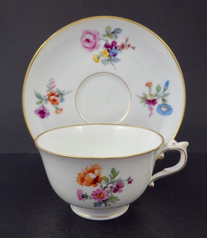 Antique KPM Demitasse Cup &amp; Saucer Floral